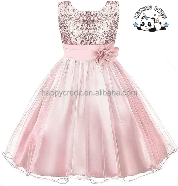 LEZONKIDS - Customizable Sequin Flower  Bridesmaid Ball Gown Wedding Tulle 2-14 Years Girls Party Dress